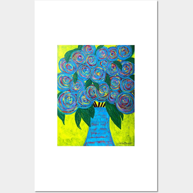 Blue Vase Bright Flowers Wall Art by Leslie Pino Durant